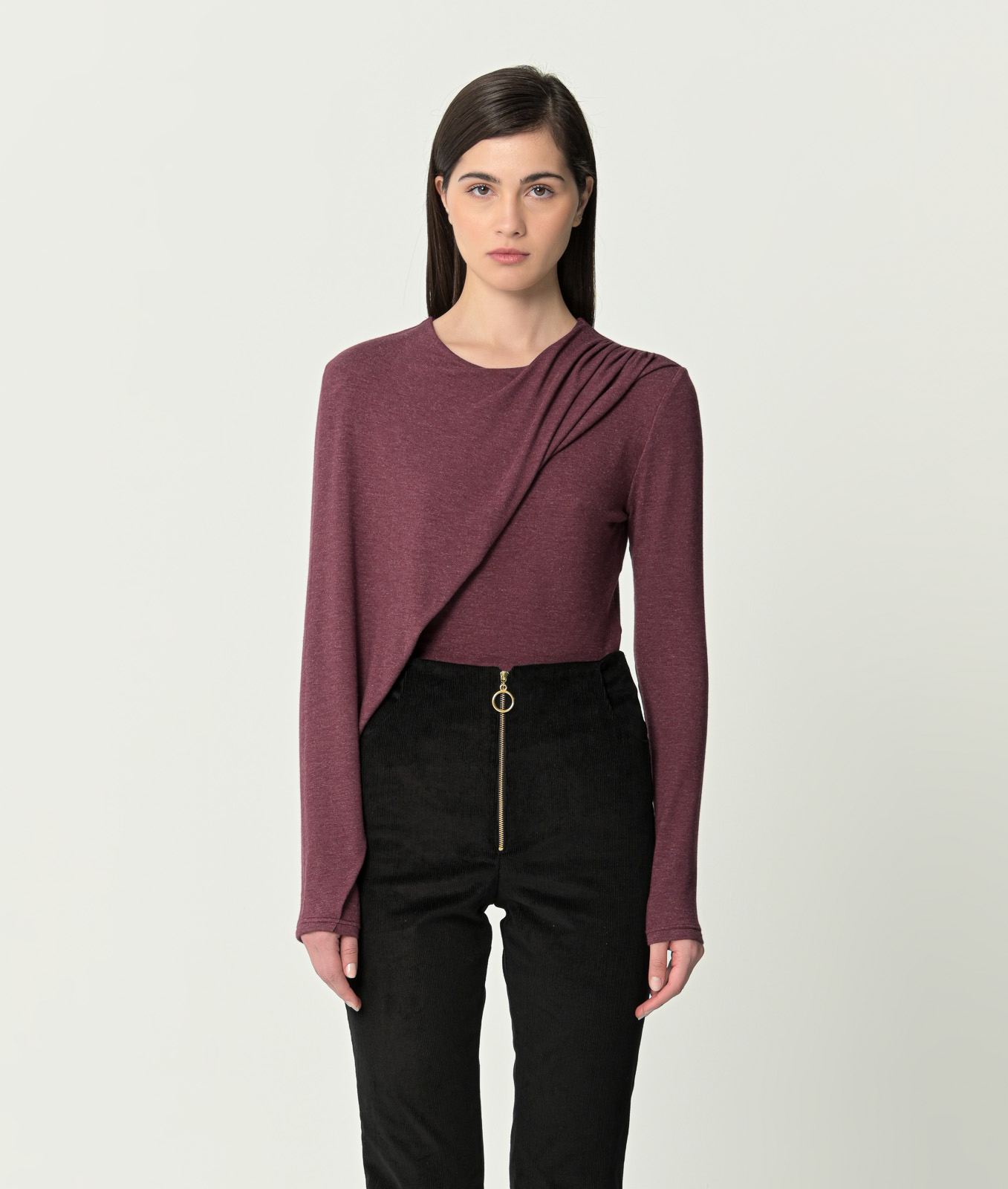 Sangria Knitted Draped Top