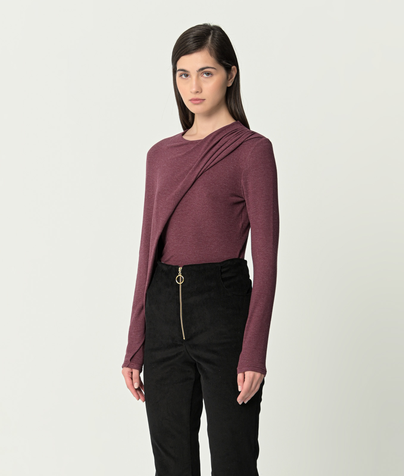 Sangria Knitted Draped Top