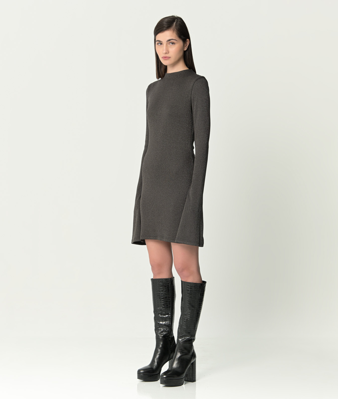 Grey Knitted Mini Dress