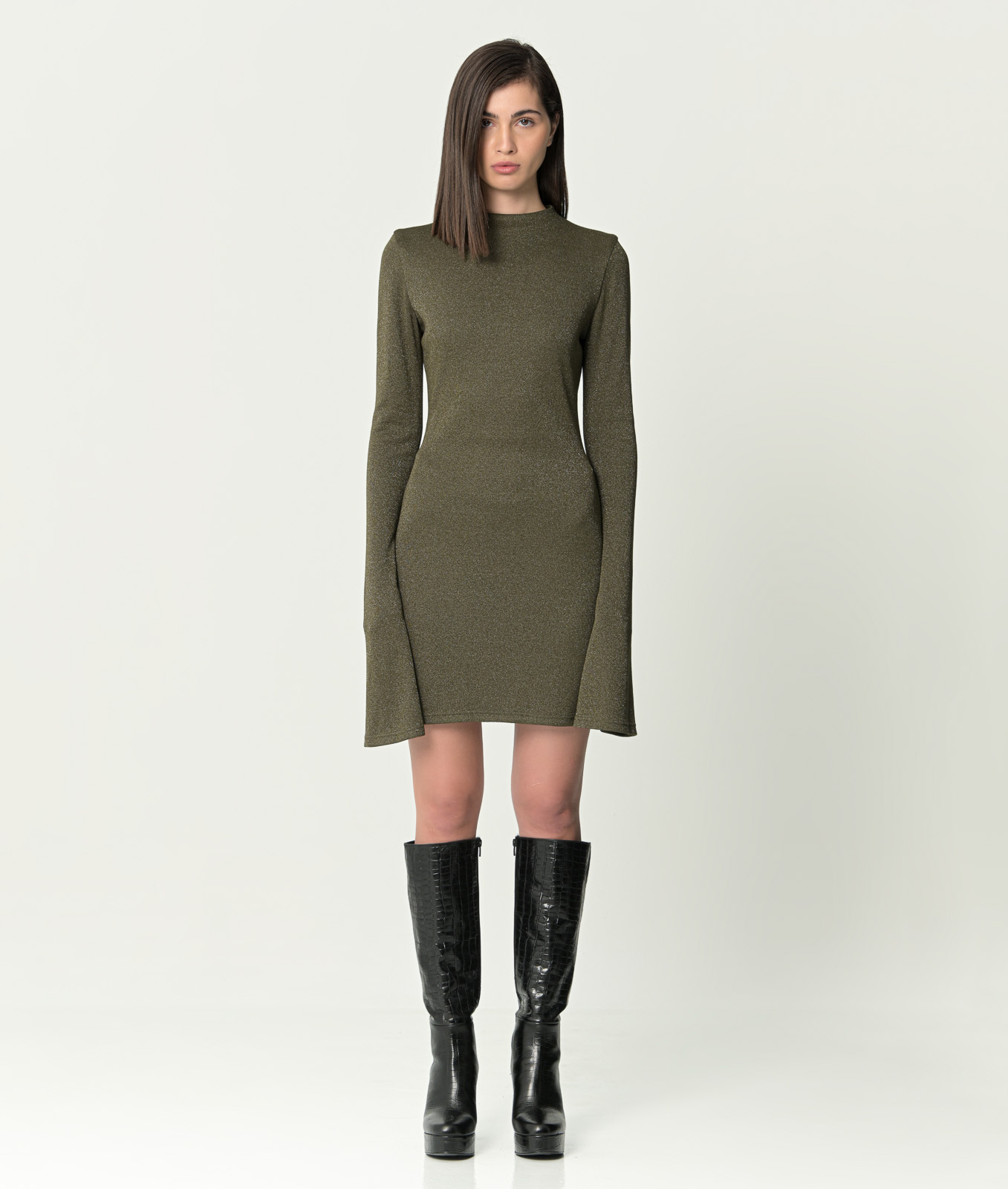 Khaki Knitted Mini Dress