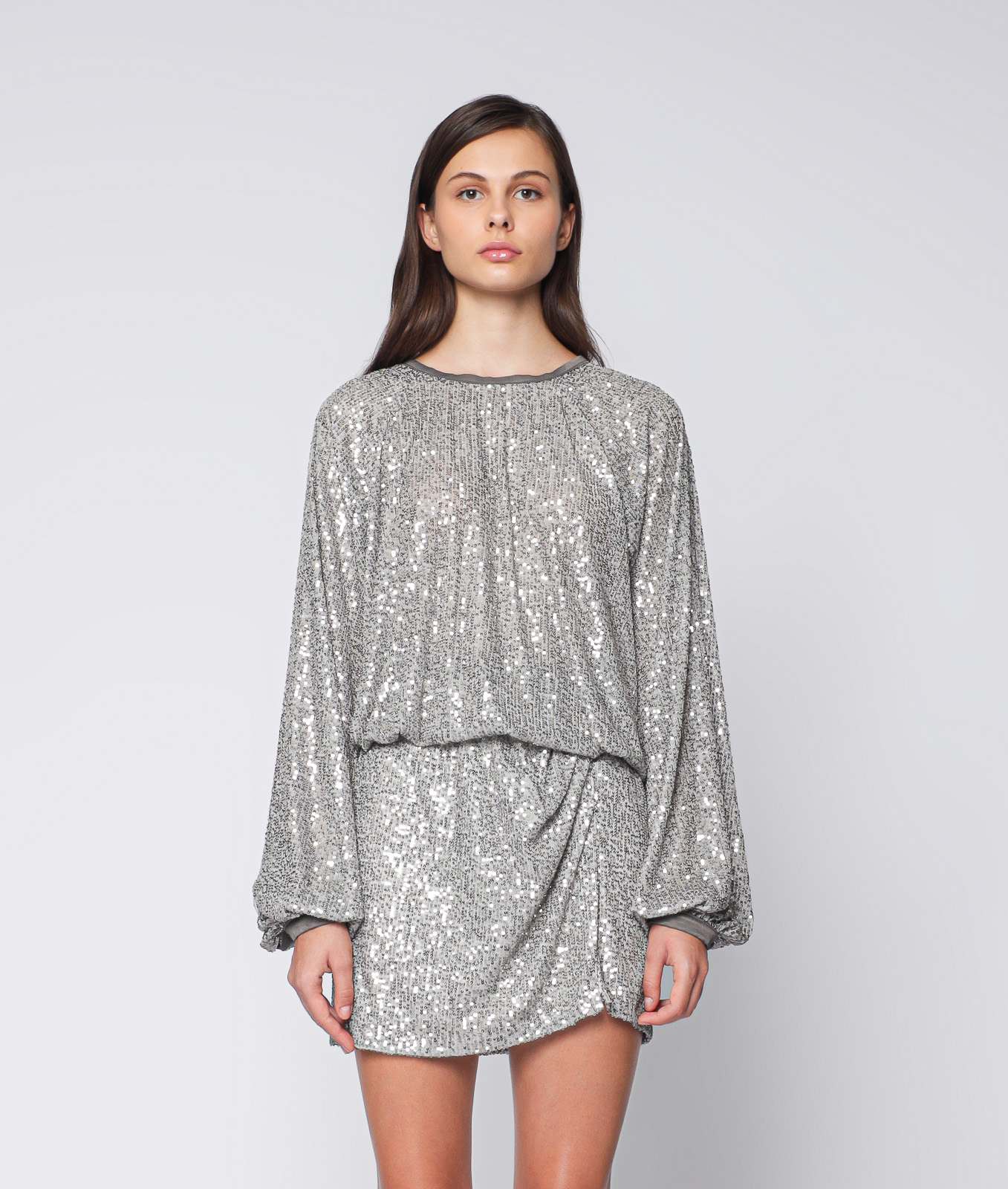 Camille Silver Sequin Top