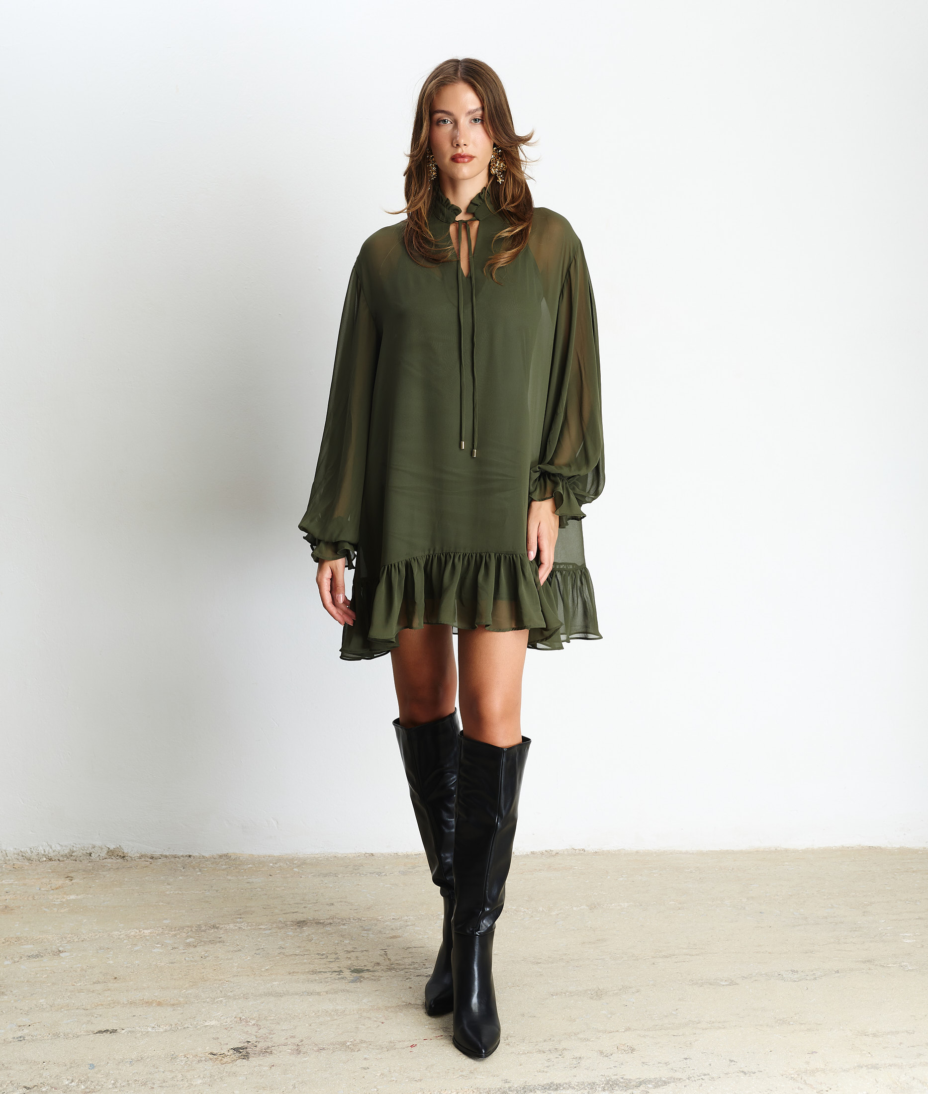 Stefania Olive Dress