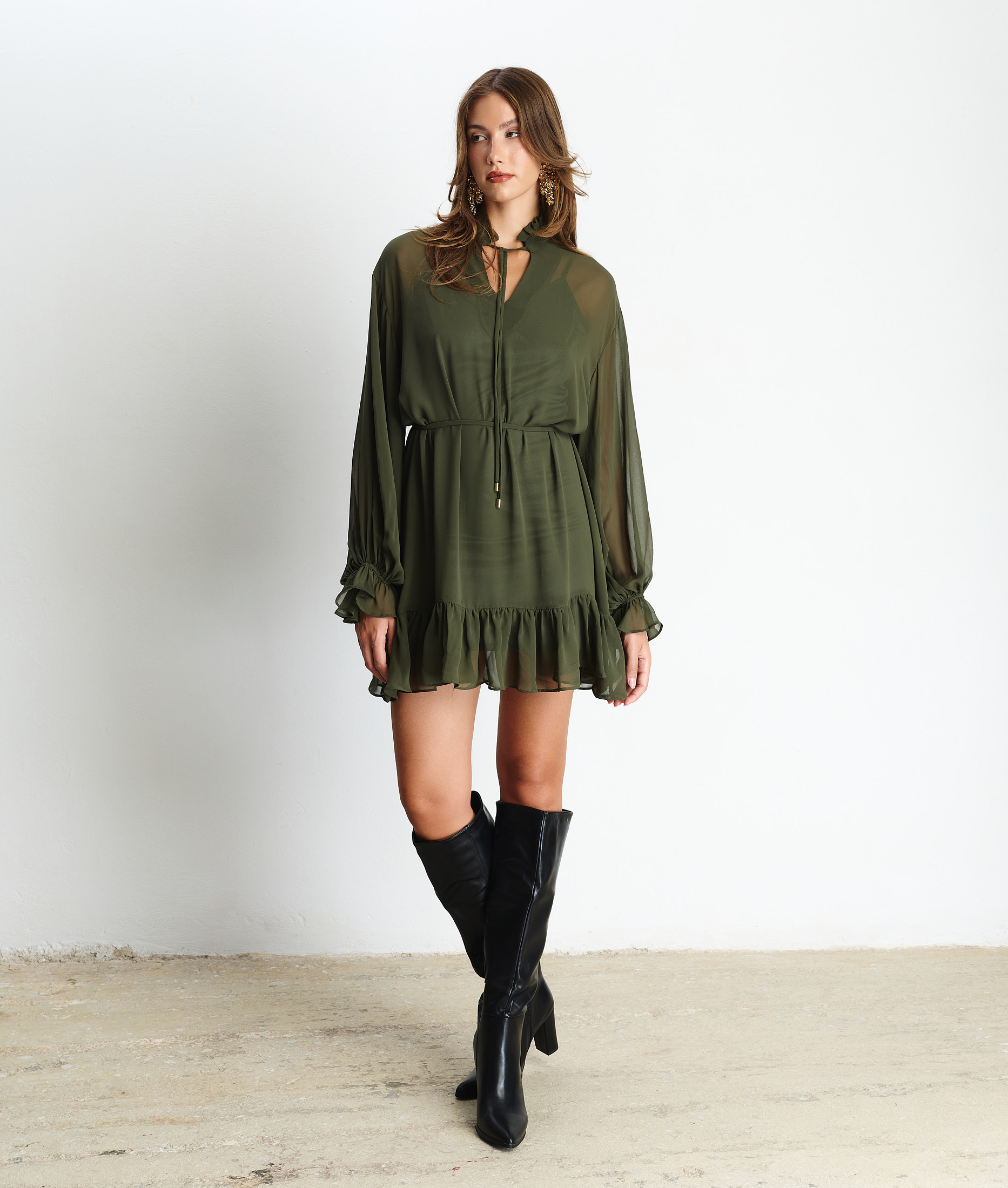 Stefania Olive Dress